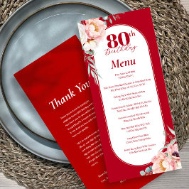 Bilingual Vietnam English Peony Birthday Menu Meny