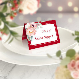 Bilingual Vietnam Peony Birthday-platskort Bordsnummer