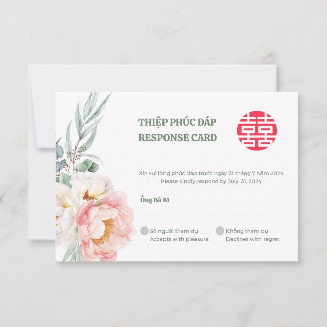 Bilingual Vietnam Peony Sång Hy Bröllop OSA (Framsida)