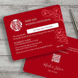 Bilingual Vietnamese English Red Bröllop Thiep Moi