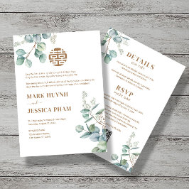 Bilingual Vietnamese Eucalyptus Sång Hy Bröllop Inbjudningar
