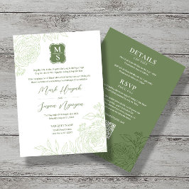 Bilingual Vietnamese Ranunculus bröllopsinbjudan Inbjudningar