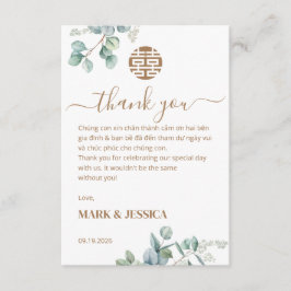 Bilingual Vietnamese Wedding Eucalyptus Tack Kort