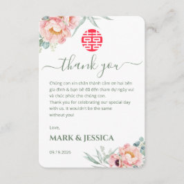 Bilingual Vietnamese Wedding Peony Tack Kort