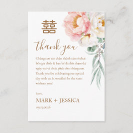 Bilingual Vietnamese Wedding Peony Tack Kort