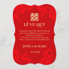 Bilingual Vietnamese Wedding Red Thank You Card Tack Kort