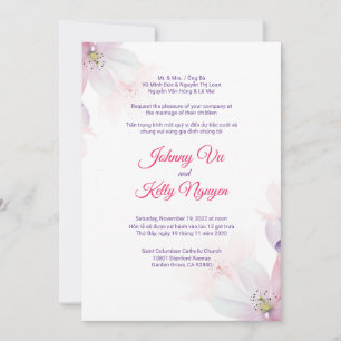 Bilingual Vietnamesisk inbjudan Cherry Blommar