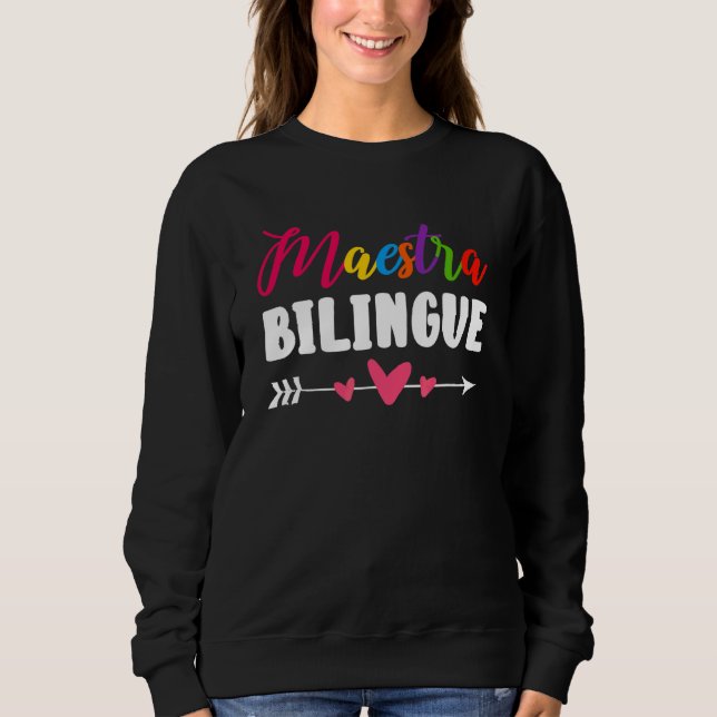 Bilingüe Maestra Spansk Tvåspråkig Lärare Elev T Shirt (Framsida)