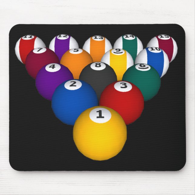 Biljard/bassängbollar - beställnings- Mousepad Musmatta (Framsidan)