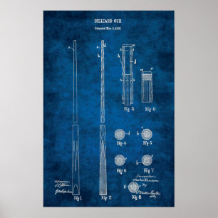 Biljard Cue Patent Art Skriv ut nr 4 Bassäng Room Poster