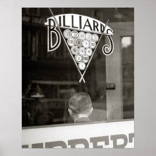 Biljard Hall, 1938. Vintagefoto Poster