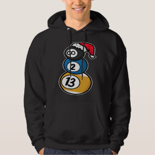 Biljard jul snöman med biljardbollar hoodie