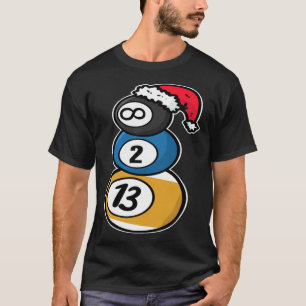 Biljard jul snöman med biljardbollar t shirt