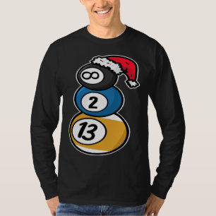 Biljard jul snöman med biljardbollar t shirt