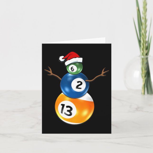 Biljard jul snöman med poolbord  kort (Framsida)