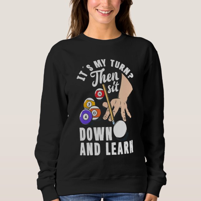 Biljard Snooker Pool Spelare Sitt Ner Och Lär T Shirt (Framsida)