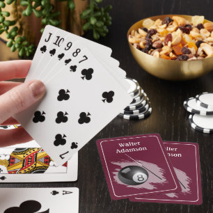 Biljard Sport boll och kö Personaliseras med namn Casinokort