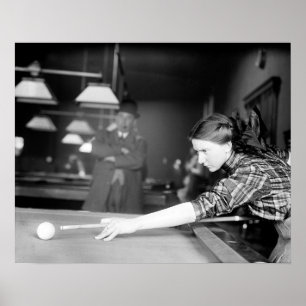 Biljarden spelar, 1910. Vintagefoto Poster