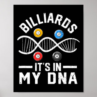 Biljarder i min Dna Funny Bassäng Billiard Player Poster