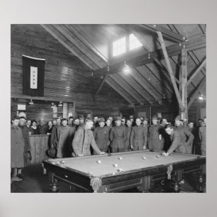Biljardhall för världskrig 1 YMCA, 1910s Poster