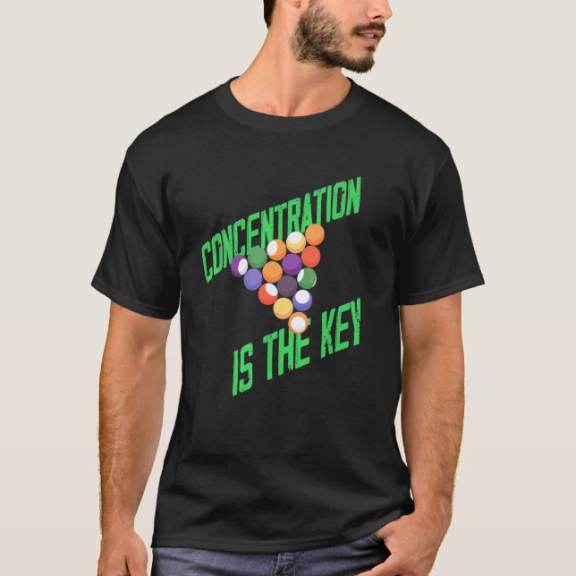 Biljardkö Design för koncentration T Shirt (Framsida)