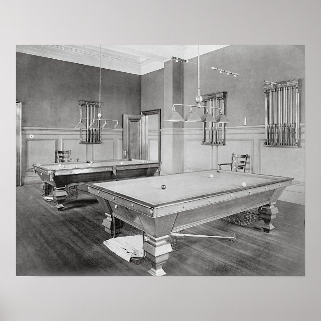 Biljardrum, 1901. Gammalt foto Poster (Framsidan)