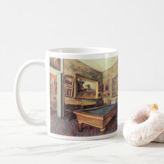Biljardrummet på Menil Hubert av Edgar Degas Kaffemugg (Med munk)