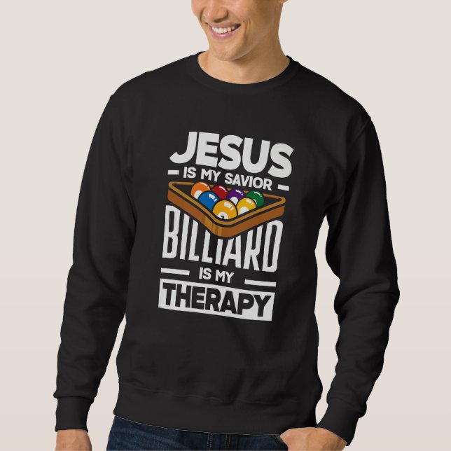 Biljardspelare  Poolbiljard är min terapi Lång Ärmad Tröja (Framsida)