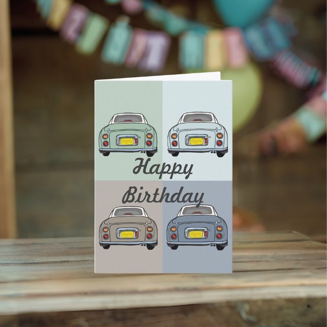 Biljarettårskort för årstid kort (Happy Birthday to your figaro! Send them this card (or send it to a figgy loving friend))