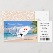 Biljett Boarding Pass Bröllop Destination Ibiza