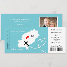 Biljett Boarding Pass Bröllop Destination Ibiza Inbjudningar