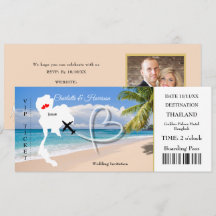 Biljett Boarding Pass Bröllop Destination Thailand