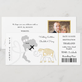 Biljett Boarding Pass Bröllop Destination Thailand Inbjudningar