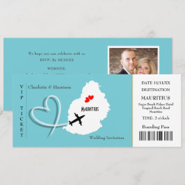 Biljett-boardingkortet Bröllop destination Mauriti Inbjudningar