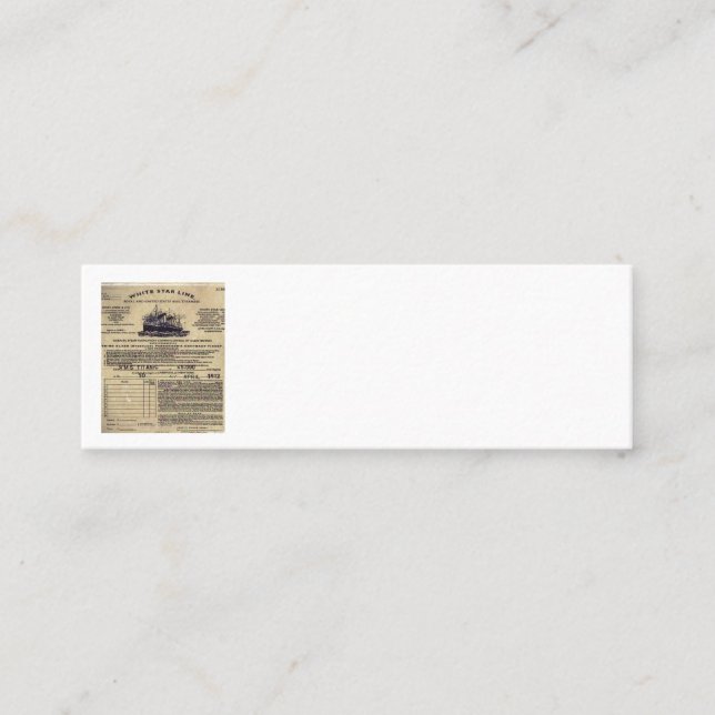 Biljett för RMS Titanic 1912 (Framsida)