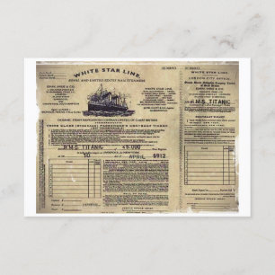 Biljett för RMS Titanic 1912 Inbjudningar