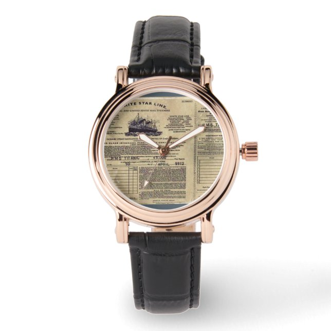 Biljett för RMS Titanic Armbandsur (Framsida)
