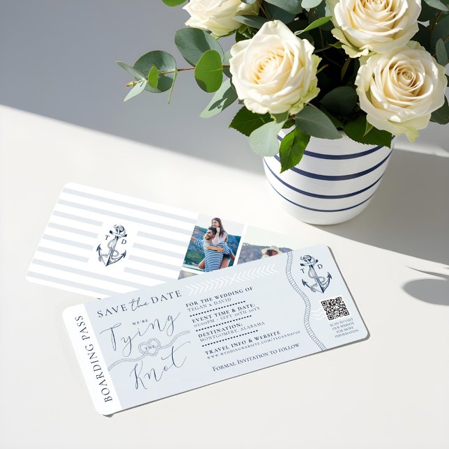 Biljett på sjöflygningspasset för sjöpassagerare ( inbjudningar (Nautical Destination Wedding Boarding Pass Ticket Invitation)