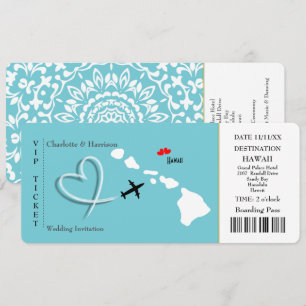 Biljett Pass Bröllop Destination Hawaii Inbjudningar