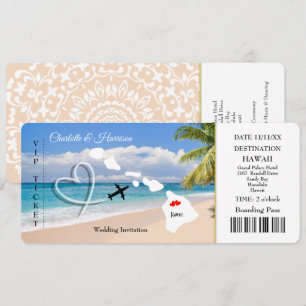 Biljett Pass Bröllop Destination Hawaii Inbjudningar