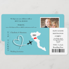 Biljett Pass Bröllop destinationskorfu Inbjudningar