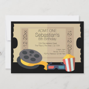 Biljett Popcorn Movie Reel för novelty Party Inbjudningar