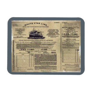 Biljett RMS Titanic 1912 Magnet