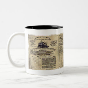 Biljett RMS Titanic 1912 Två-Tonad Mugg
