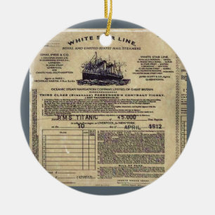Biljett RMS Titanic Julgransprydnad Keramik