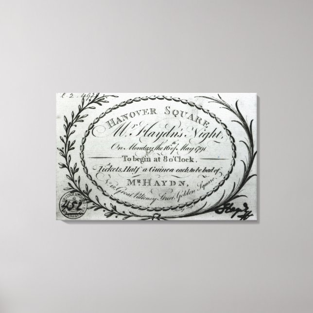 Biljett till "Mr. Haydons natt i Hanover Canvastryck (Framsida)