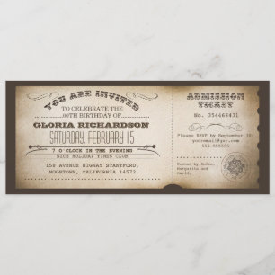 biljett typografi för vintagens födelsedag inbjudningar