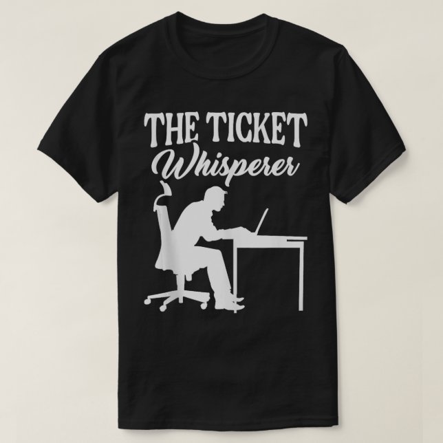 Biljett Whisperer Information Technology Deskto T Shirt (Design framsida)