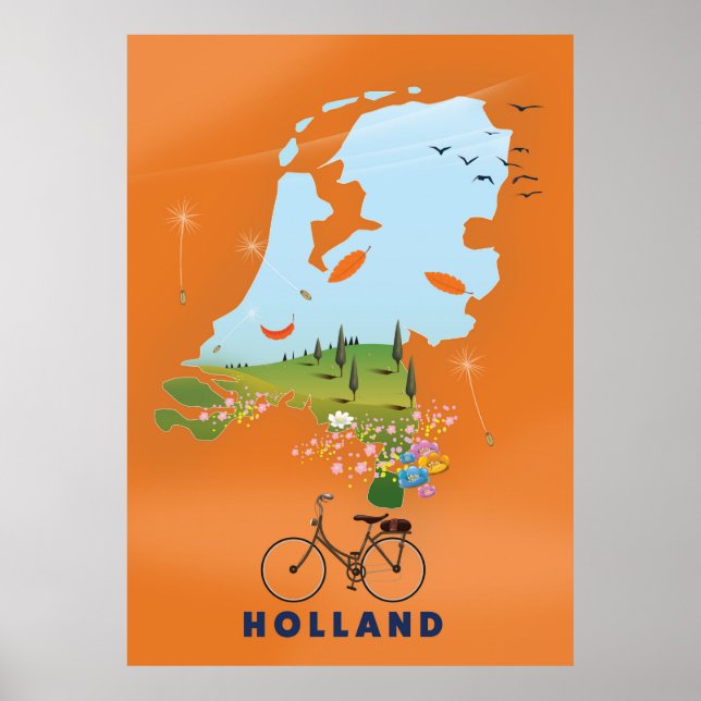 Biljetten Holland Karta Poster (Framsidan)