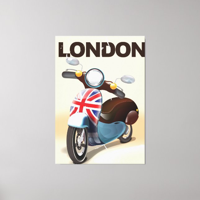 Biljetten "The London vintage scooter Union jack". Canvastryck (Framsida)